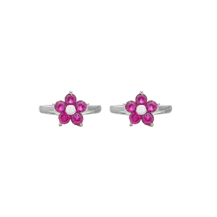 Pink Rosy Bloom Toe Rings - tassyasilver.com