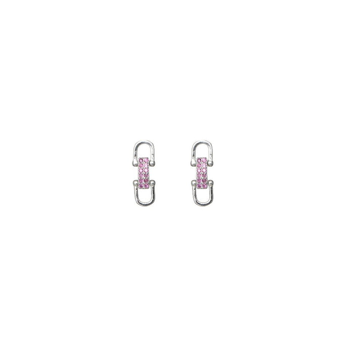 Pink Spark Link Stud Earrings - tassyasilver.com