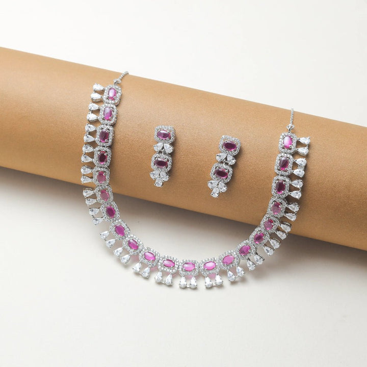 Pink Stone Necklace set - tassyasilver.com
