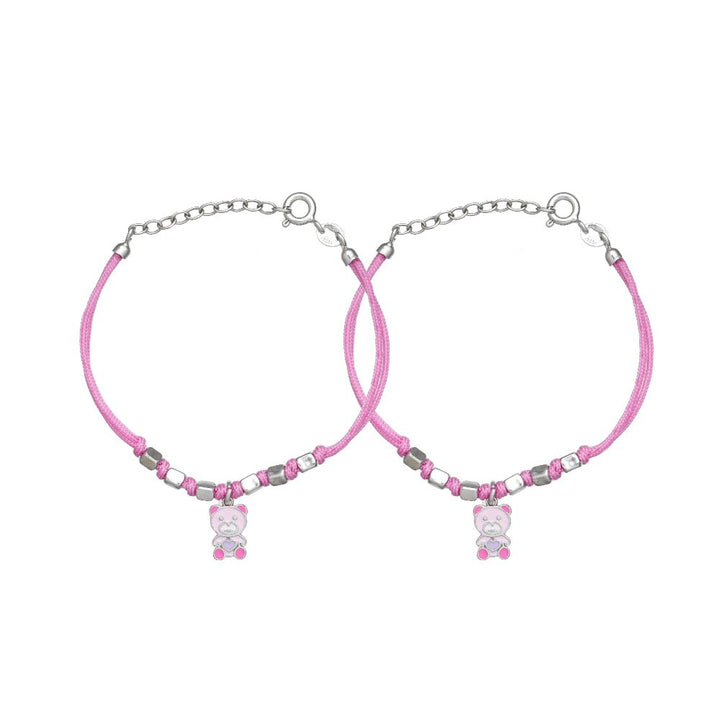 Pink Teddy Charm Baby Bracelet - tassyasilver.com