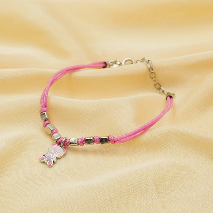 Pink Teddy Charm Baby Bracelet - tassyasilver.com