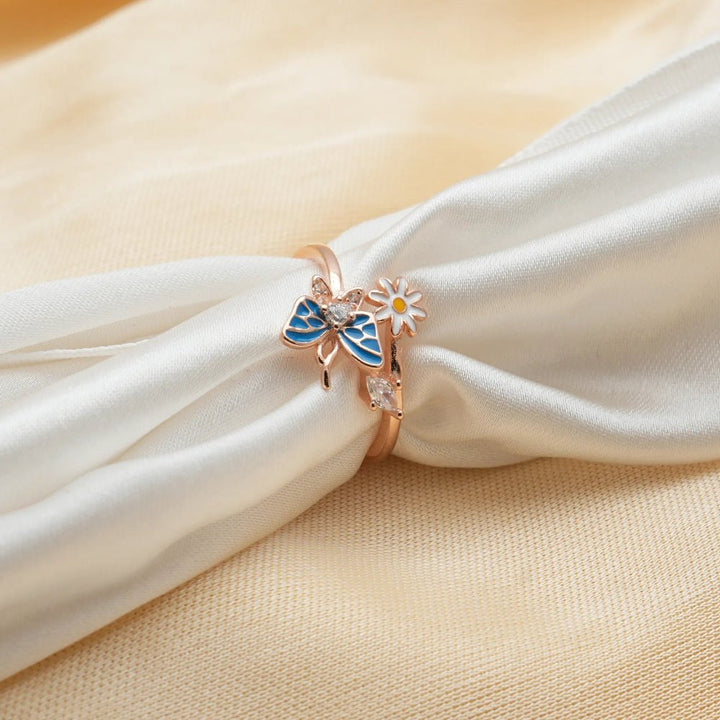 Rose Gold Bloom & Flutter Ring - tassyasilver.com