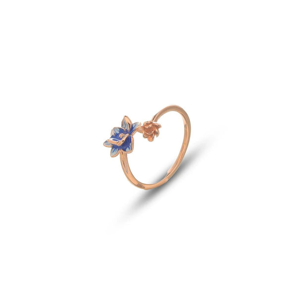 925 Rose Gold Blue Floral Ring
