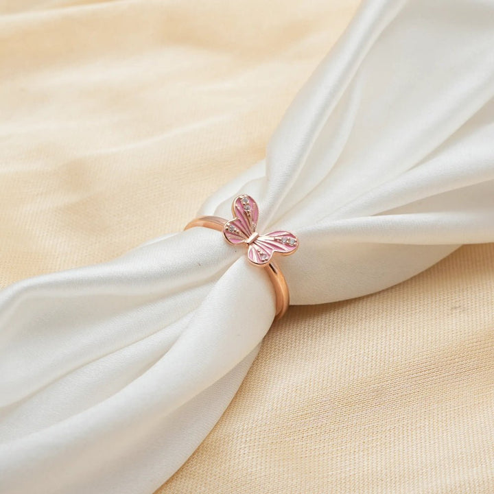 Rose Gold Blush Butterfly Ring - tassyasilver.com