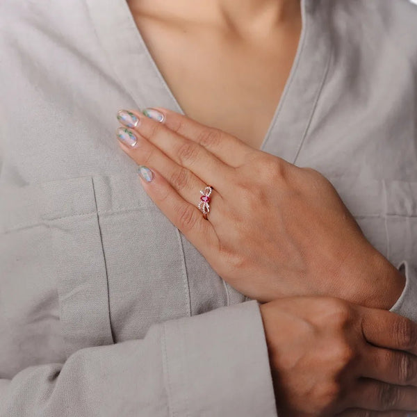 Rose Gold Bow Delight Ring - tassyasilver.com