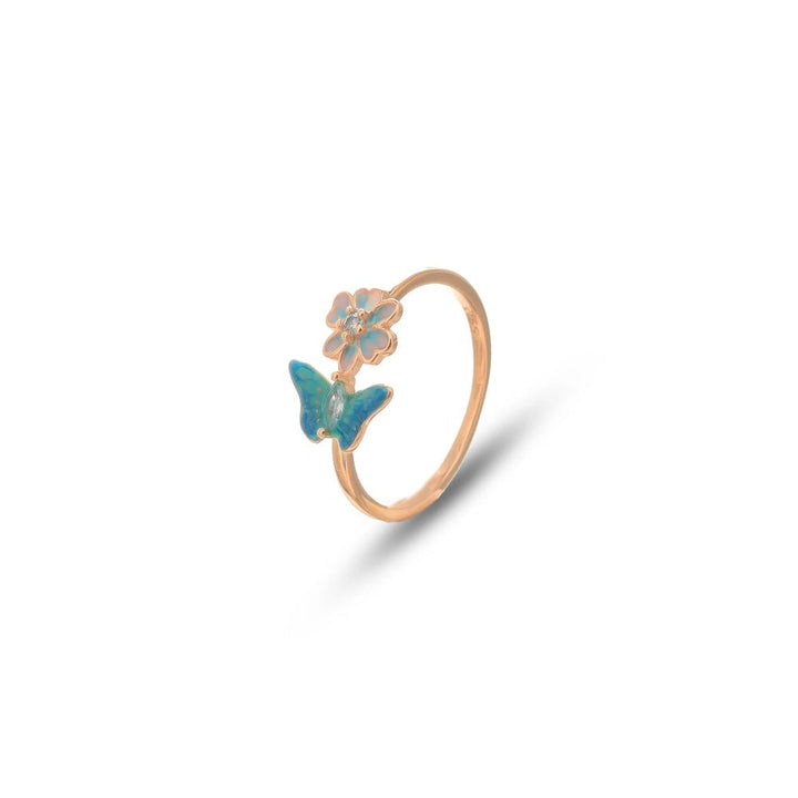Rose Gold Butterfly Bloom Ring - tassyasilver.com