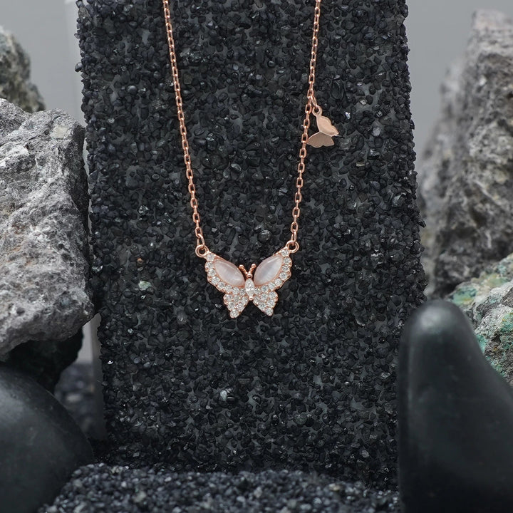 Rose Gold Butterfly Chain Pendant - tassyasilver.com