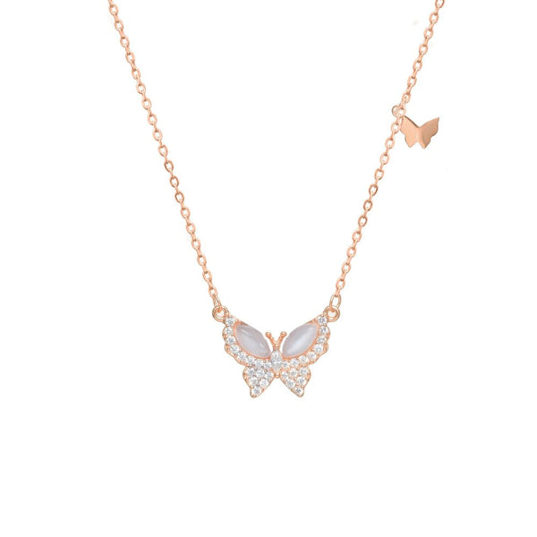 925 Silver Rose Gold Butterfly Chain Pendant