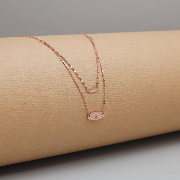 Rose Gold Double Layer Oval Chain Pendant - tassyasilver.com