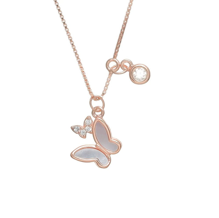 Rose Gold Duo Butterfly Chain Pendant - tassyasilver.com