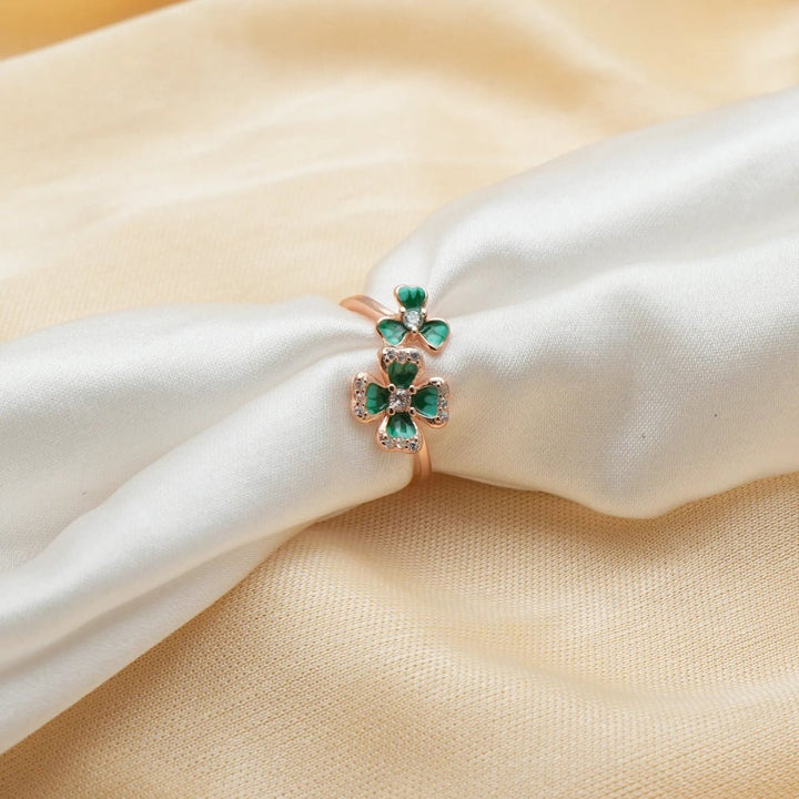 Rose Gold Emerald Bloom Ring - tassyasilver.com