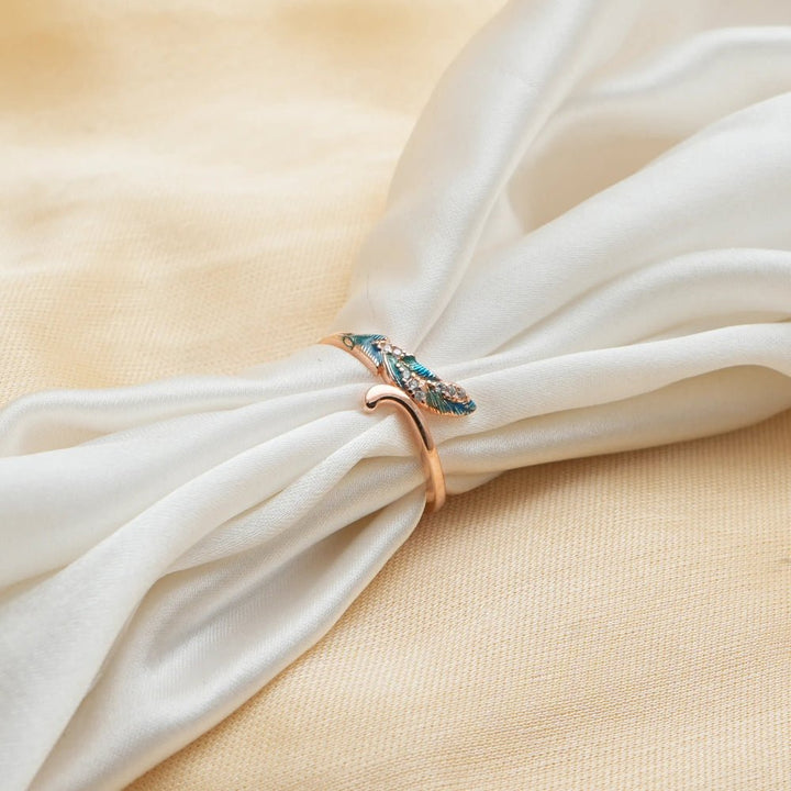 Rose Gold Feather Gleam Ring - tassyasilver.com