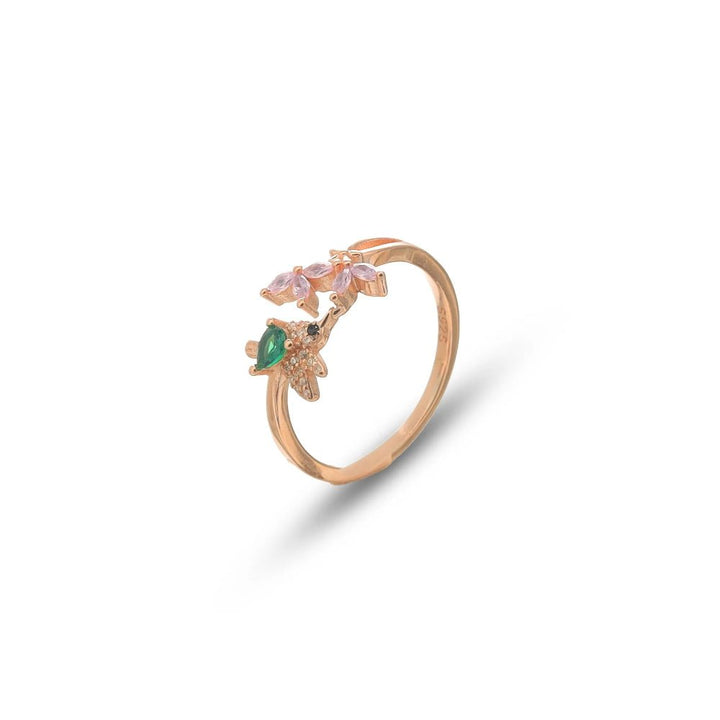 Rose Gold Floral Gem Ring - tassyasilver.com