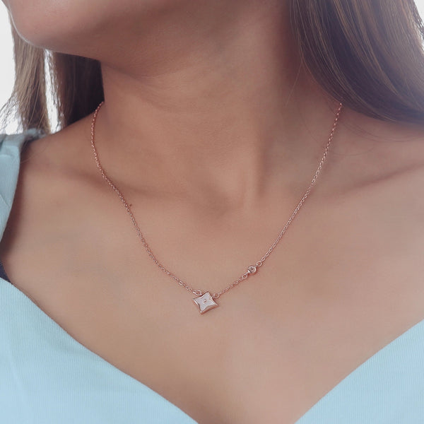 925 silver rose gold floral star chain pendant – Tassya Silver