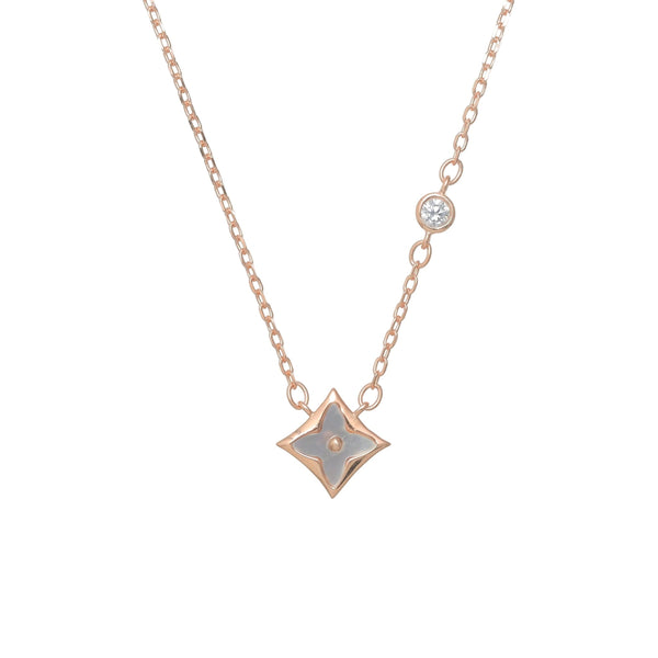 925 Silver Rose Gold Floral Star Pendant