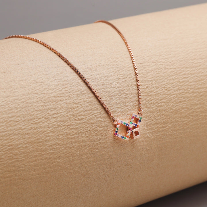 Rose Gold Geometric Rainbow Chain Pendant - tassyasilver.com