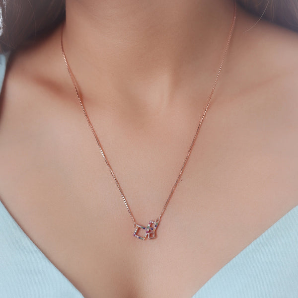 925 silver rose gold geometric rainbow chain pendant – Tassya Silver
