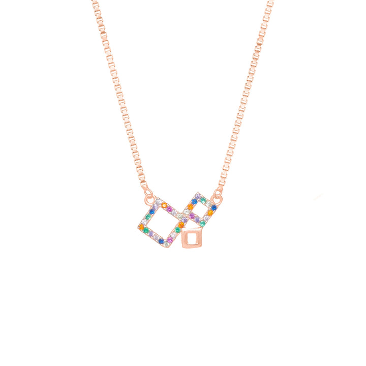 Rose Gold Geometric Rainbow Chain Pendant - tassyasilver.com