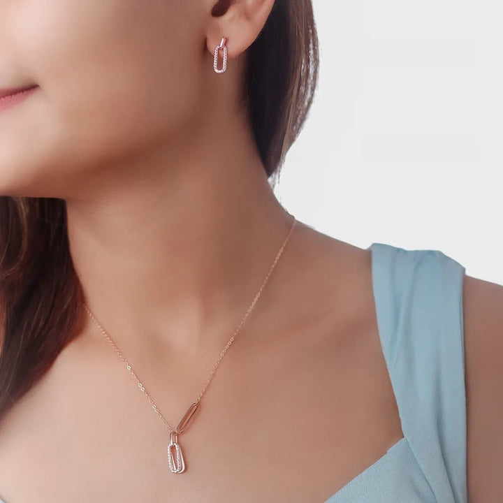 Tassya Silver Rose Gold Link sterling silver chain pendant with top