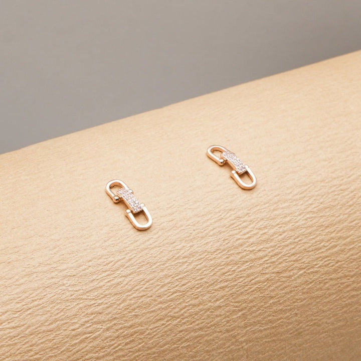 Rose Gold Link Sparkle Studs - tassyasilver.com