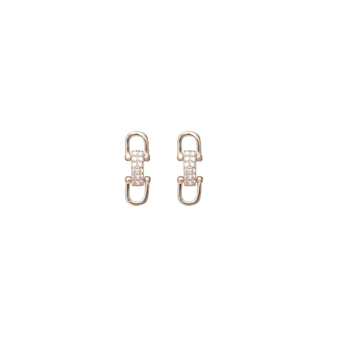 Rose Gold Link Sparkle Studs - tassyasilver.com