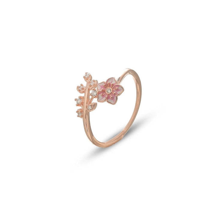 Rose Gold Petal Sparkle Ring - tassyasilver.com