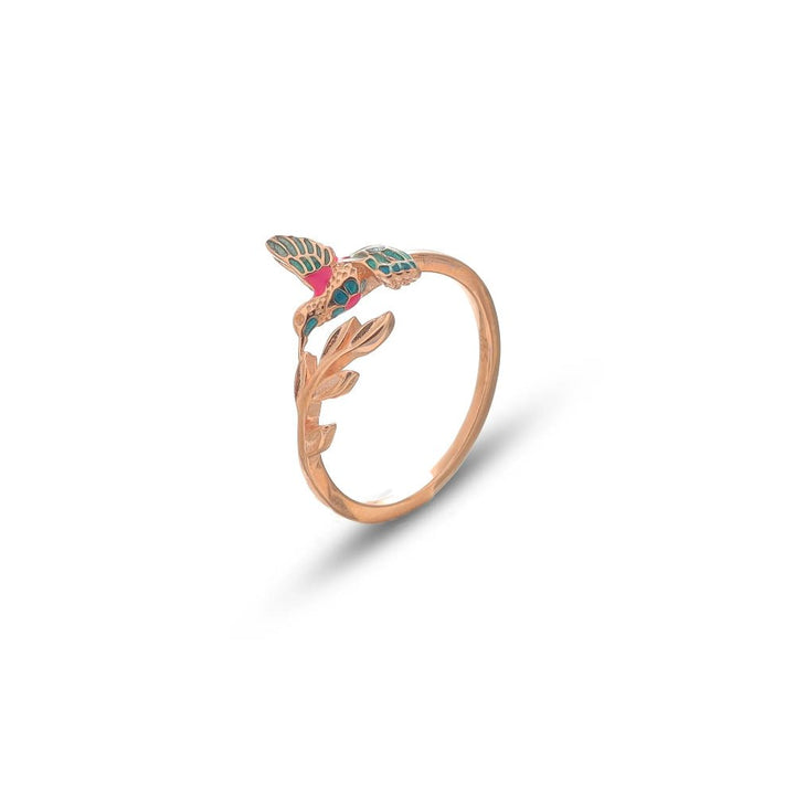 Rose Gold Pink Hummingbird Ring - tassyasilver.com