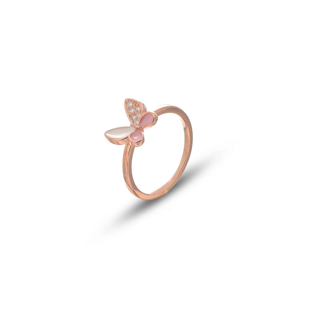 925 Rose Gold Pink Wings Ring | Tassya Silver