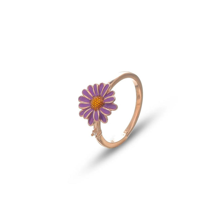 Rose Gold Purple Daisy Ring - tassyasilver.com