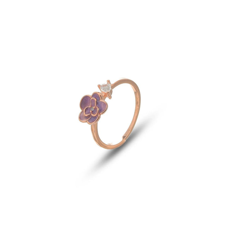 Rose Gold purple floral Ring - tassyasilver.com