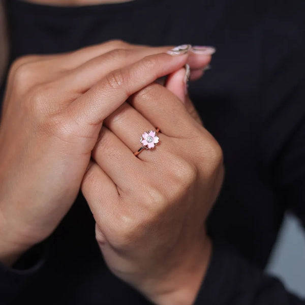 Rose Gold Sakura Bloom Ring - tassyasilver.com