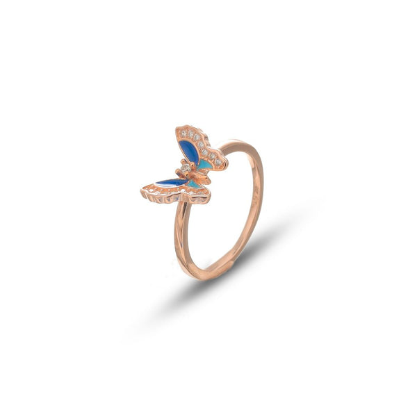 925 Silver Rose Gold Sapphire Flutter Ring