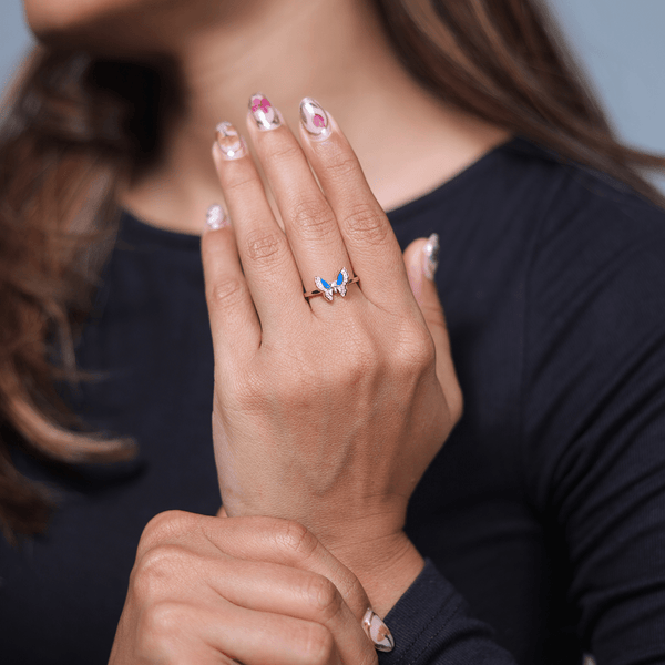 Rose Gold Sapphire Flutter Ring - tassyasilver.com