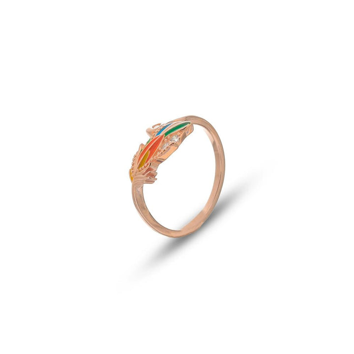 Rose Gold Tricolor Feather Ring - tassyasilver.com