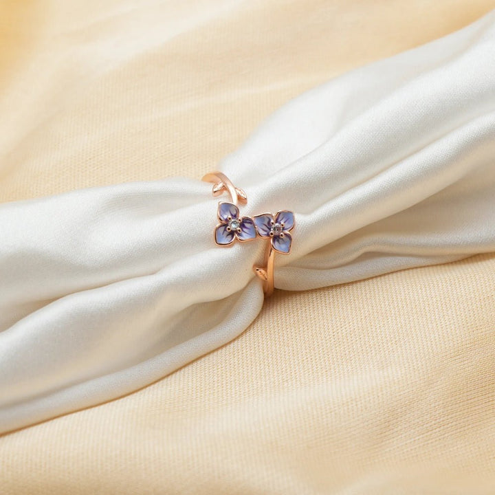 Rose Gold Twin Blossom Ring - tassyasilver.com