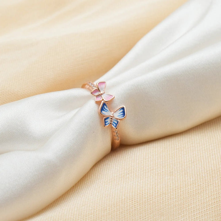 Rose Gold Twin Butterfly Ring - tassyasilver.com