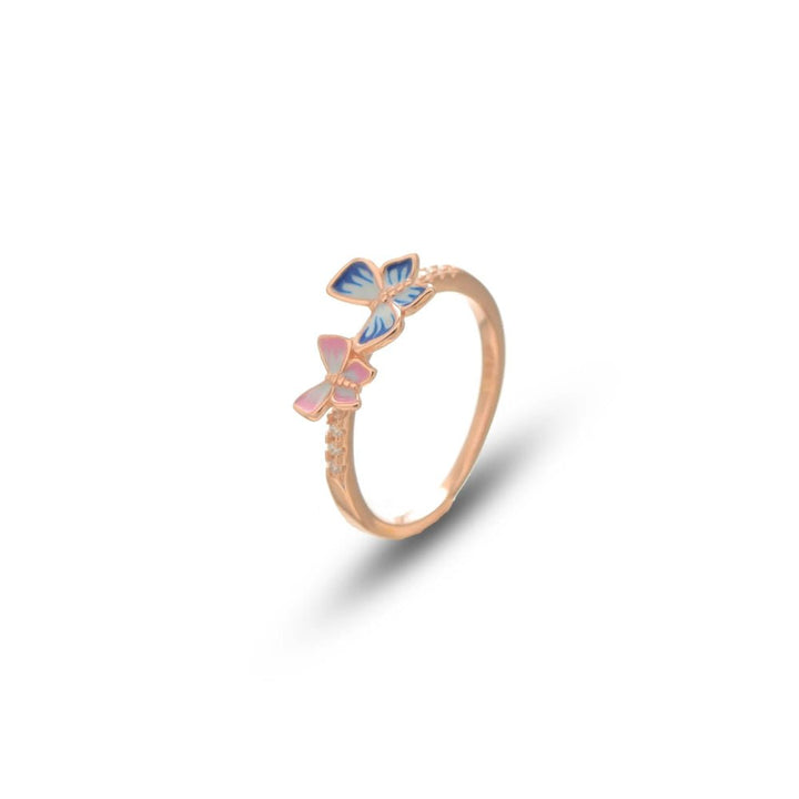 Rose Gold Twin Butterfly Ring - tassyasilver.com