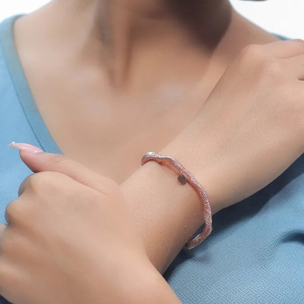 925 Silver Rosé Mesh Wave Kada
