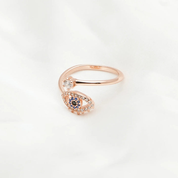 Rosé Midnight Evil Eye Ring - tassyasilver.com