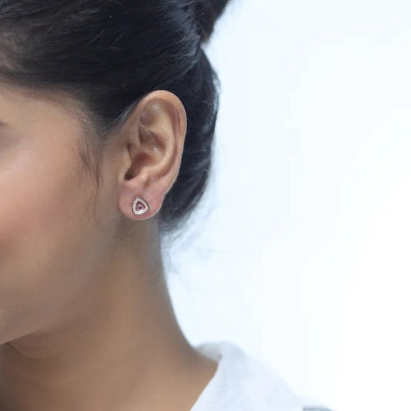 925 Silver Rosé Prism Studs