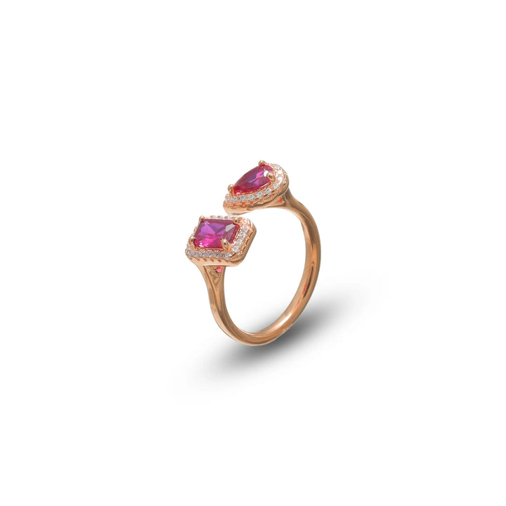 Rosé Twin Ruby Spark Ring - tassyasilver.com