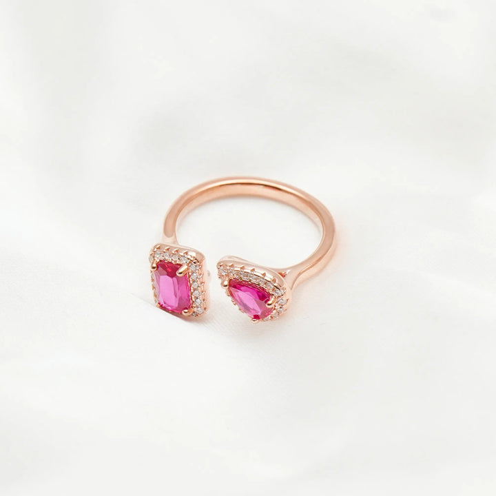 Rosé Twin Ruby Spark Ring - tassyasilver.com