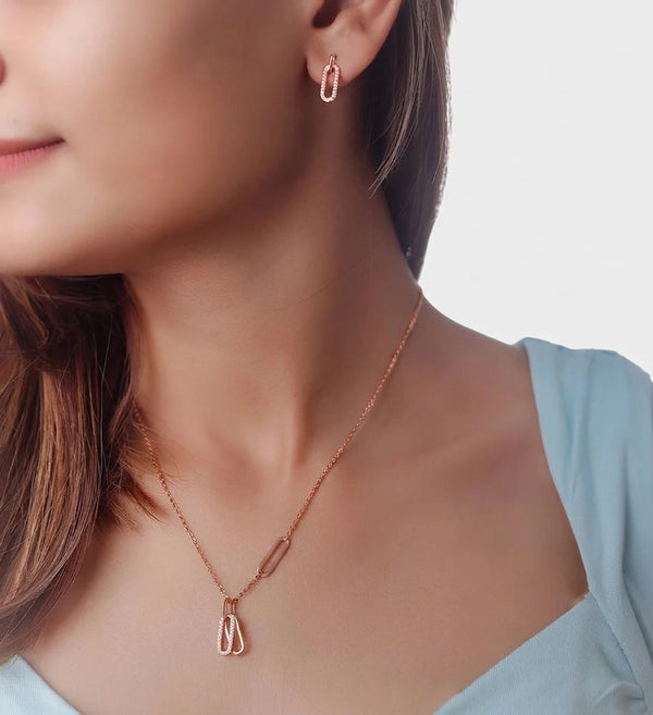 925 Silver Rose Link Elegance Set