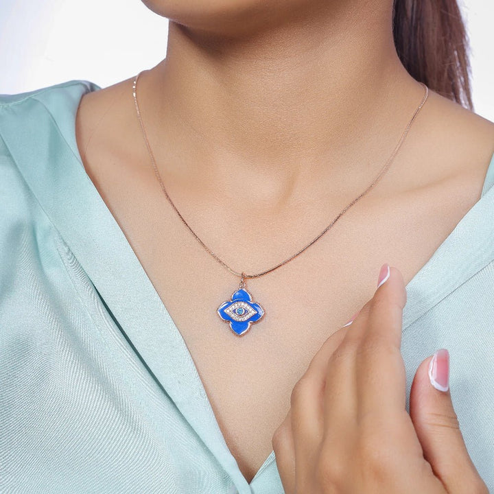 Rosegold Azure Evil Eye Chain Pendant - tassyasilver.com