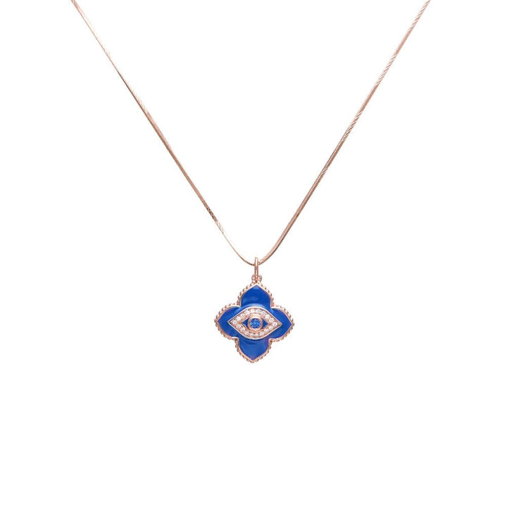 Tassya Silver rosegold Azure Evil Eye chain pendant in 925 sterling silver