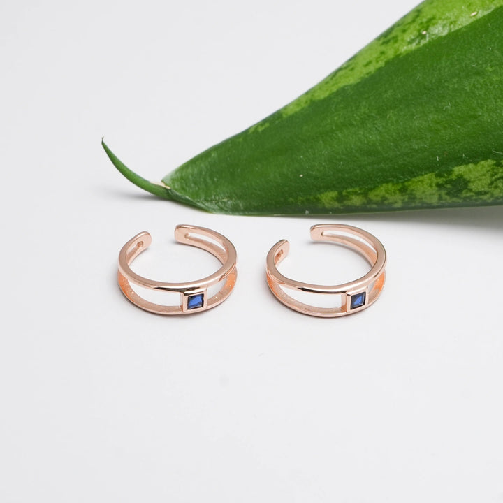 Rosegold Blue Mist Toe Rings - tassyasilver.com