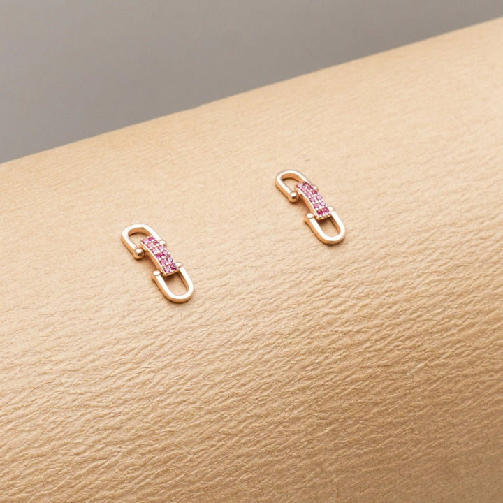 Rosegold Blush Link Stud Earrings - tassyasilver.com