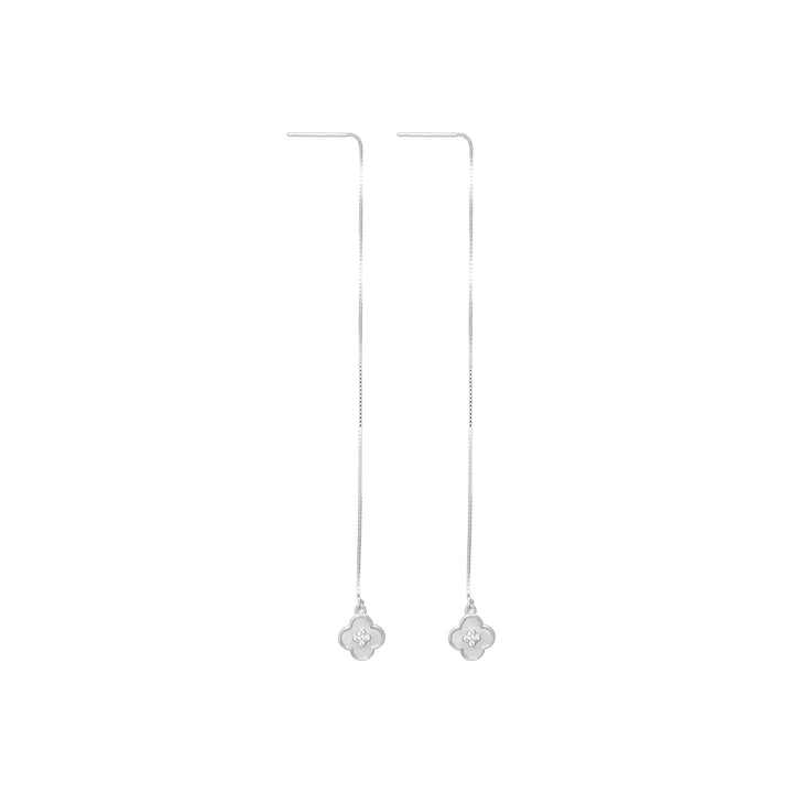 Tassya Silver Rosegold Clover 925 silver threader earrings