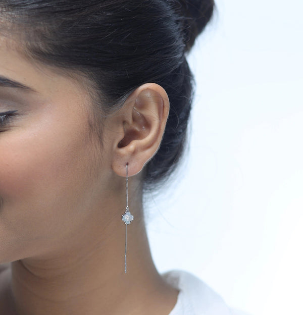 Rosegold Clover Threader Earrings - tassyasilver.com