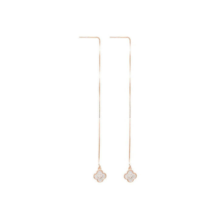 Rosegold Clover Threader Earrings - tassyasilver.com